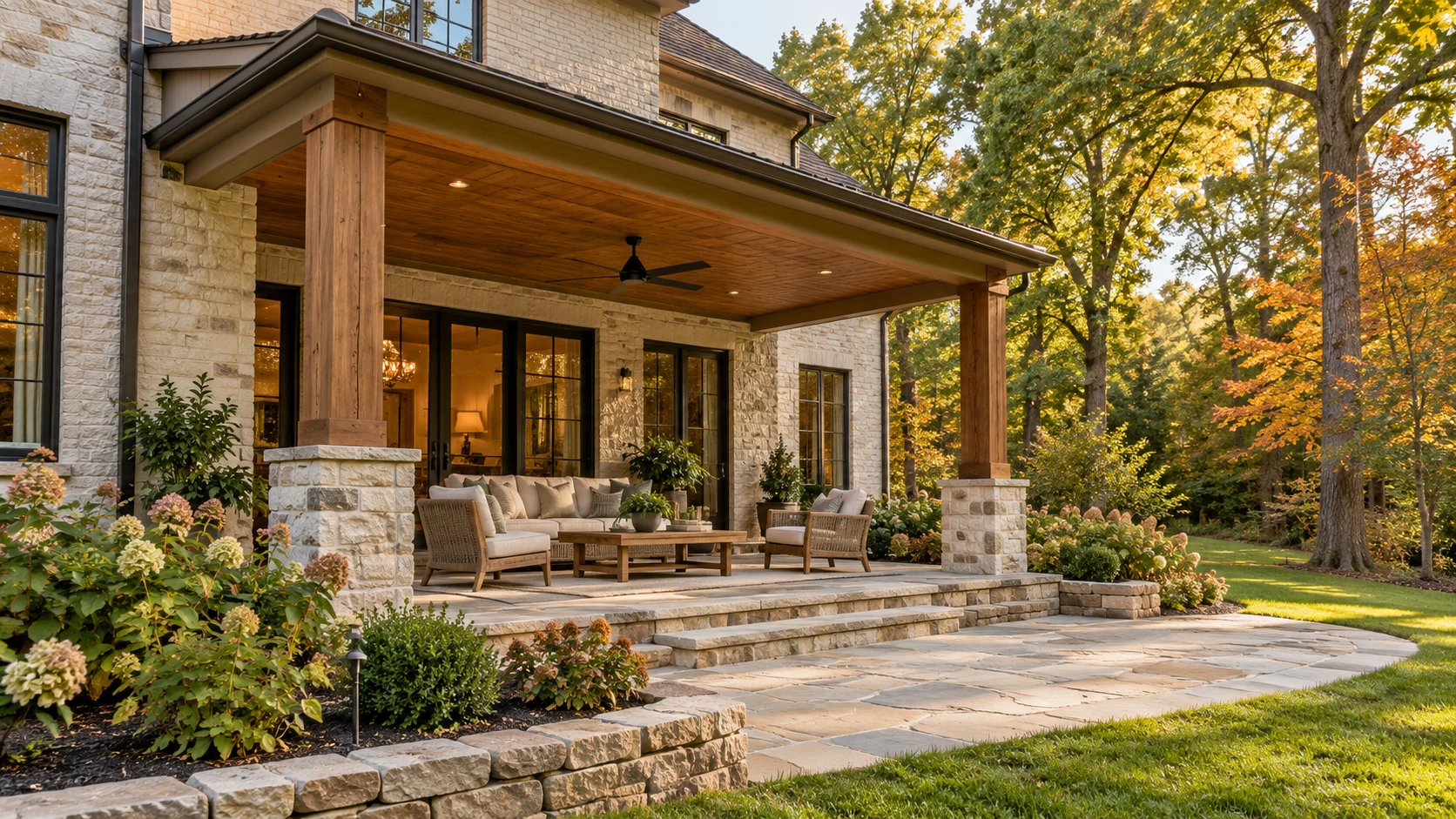 Outdoor living inspiration for a covered porch and garden